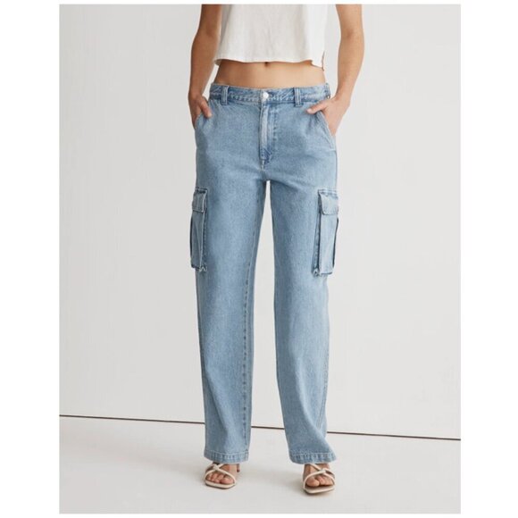 Madewell Denim - Madewell Low Slung Slouchy Straight Cargo Pocket Jeans Coleman Wash Size 31 NWT